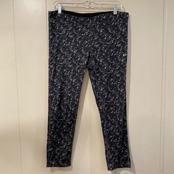 Nike Dri-Fit Men’s XL Compression Leggings Black Gray Patterned Tights - Picture 1 of 7